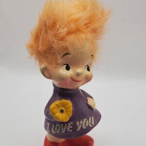 Vintage “I Love You” Figurine Girl with Orange Hair by It’s The Berries